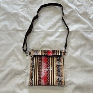Artisan Shoulder/Crossbody Bag from Peru in Red, Brown and Cream NWOT